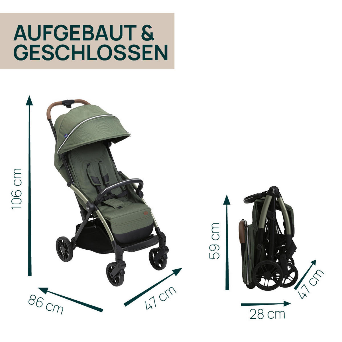 BUGGY GOODY XPLUS  - Grün, Basics, Textil/Metall (47/86/106cm) - Chicco
