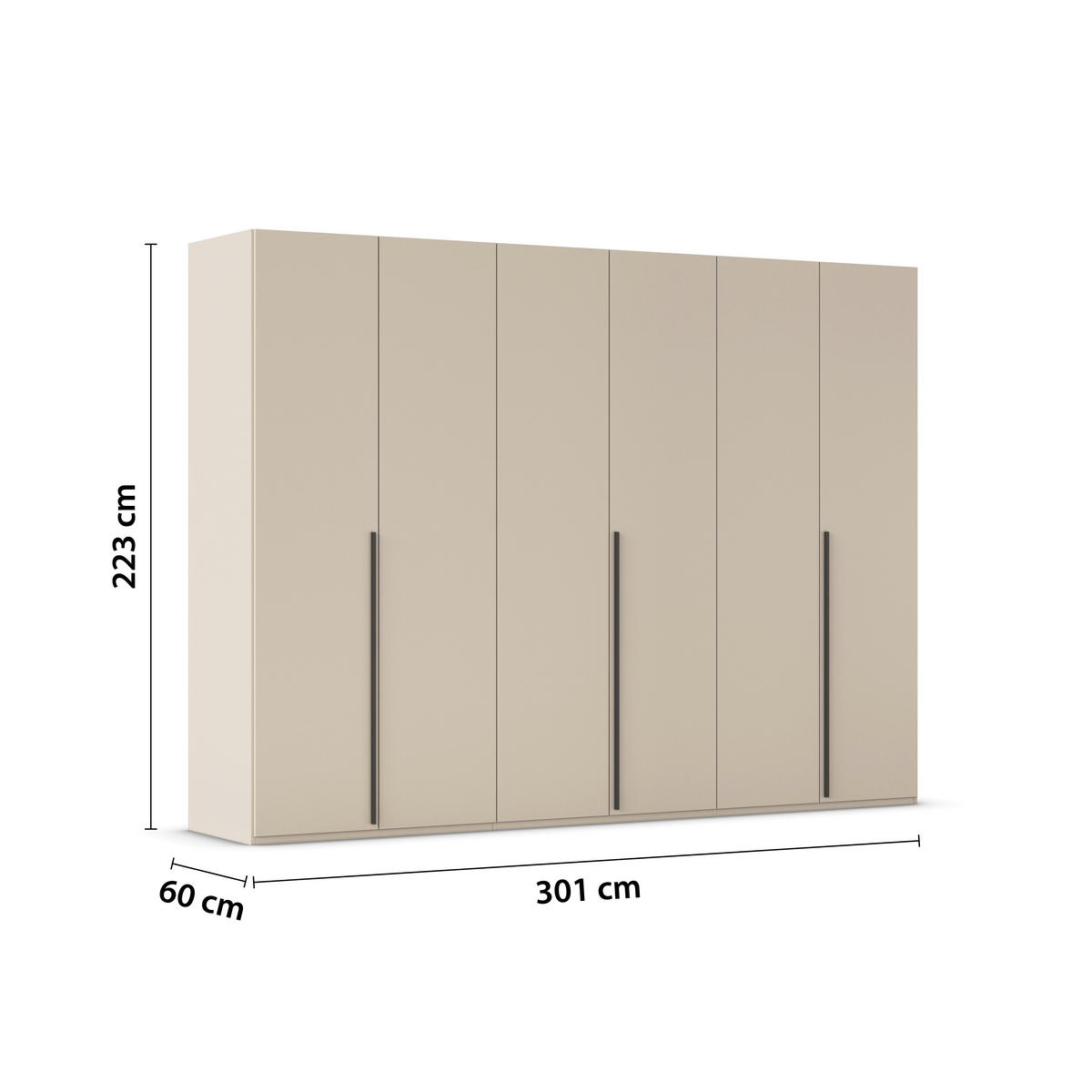 DREHTÜRENSCHRANK 301/223/60 cm 6-türig Champagner  - Champagner/Graphitfarben, Design, Holzwerkstoff/Metall (301/223/60cm) - home24