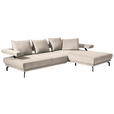 ECKSOFA  in Mikrofaser Creme  305/224 cm  - Creme/Schwarz, Design, Textil/Metall (305/224cm) - Dieter Knoll