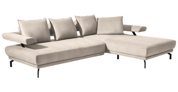 ECKSOFA  in Mikrofaser Creme  305/224 cm  - Creme/Schwarz, Design, Textil/Metall (305/224cm) - Dieter Knoll