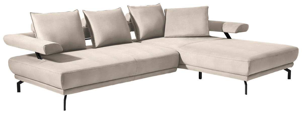 ECKSOFA in Mikrofaser Creme  305/224 cm  - Creme/Schwarz, Design, Textil/Metall (305/224cm) - Dieter Knoll