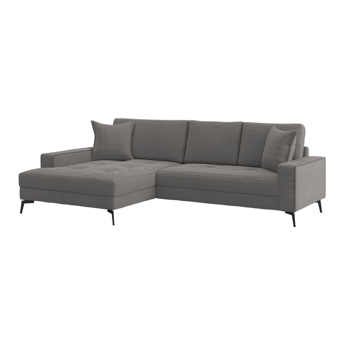 ECKSOFA ZERO Anthrazit Cord Zierkissen, Rückenkissen  - Anthrazit/Schwarz, Trend, Textil/Metall (173/286cm) - Livetastic