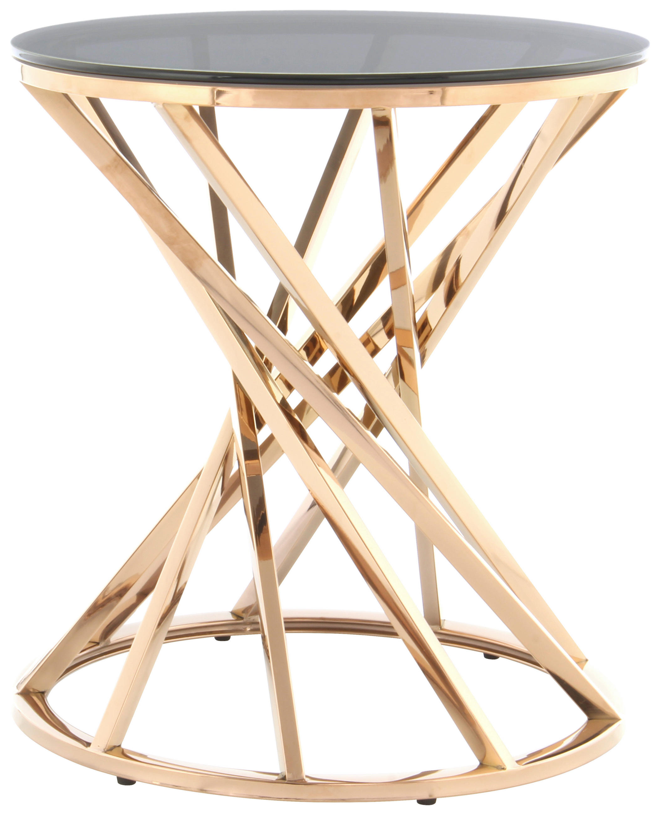 BEISTELLTISCH in Metall, Glas 40/40/42 cm  - Roségold/Grau, Design, Glas/Metall (40/40/42cm) - Kayoom