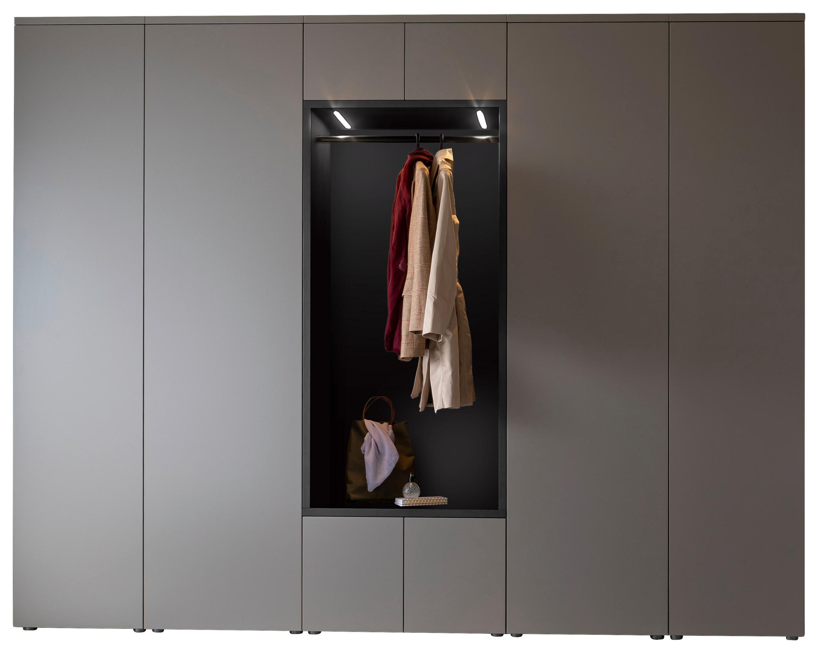 GARDEROBE 7-teilig  in 296/233/39 cm  - Anthrazit/Grau, Design, Holzwerkstoff (296/233/39cm) - Moderano