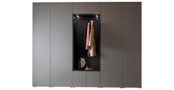 GARDEROBE 7-teilig in 296/233/39 cm - Anthrazit/Grau, Design, Holzwerkstoff (296/233/39cm) - Moderano
