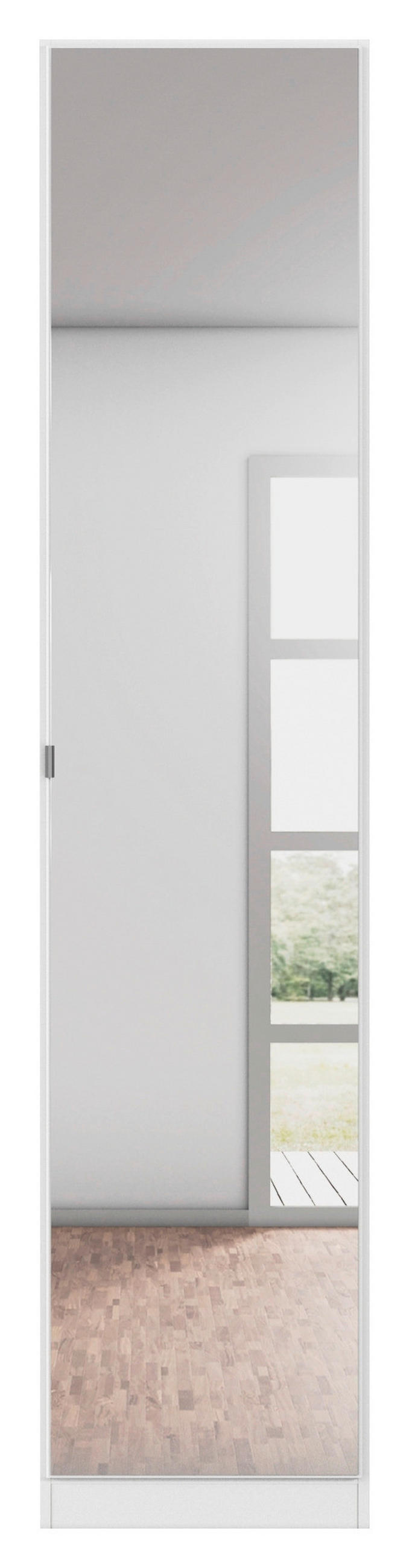 DREHTÜRENSCHRANK 47/210/54 cm,  in Weiß, 1-türig  - Alufarben/Weiß, KONVENTIONELL, Glas/Holzwerkstoff (47/210/54cm) - home24