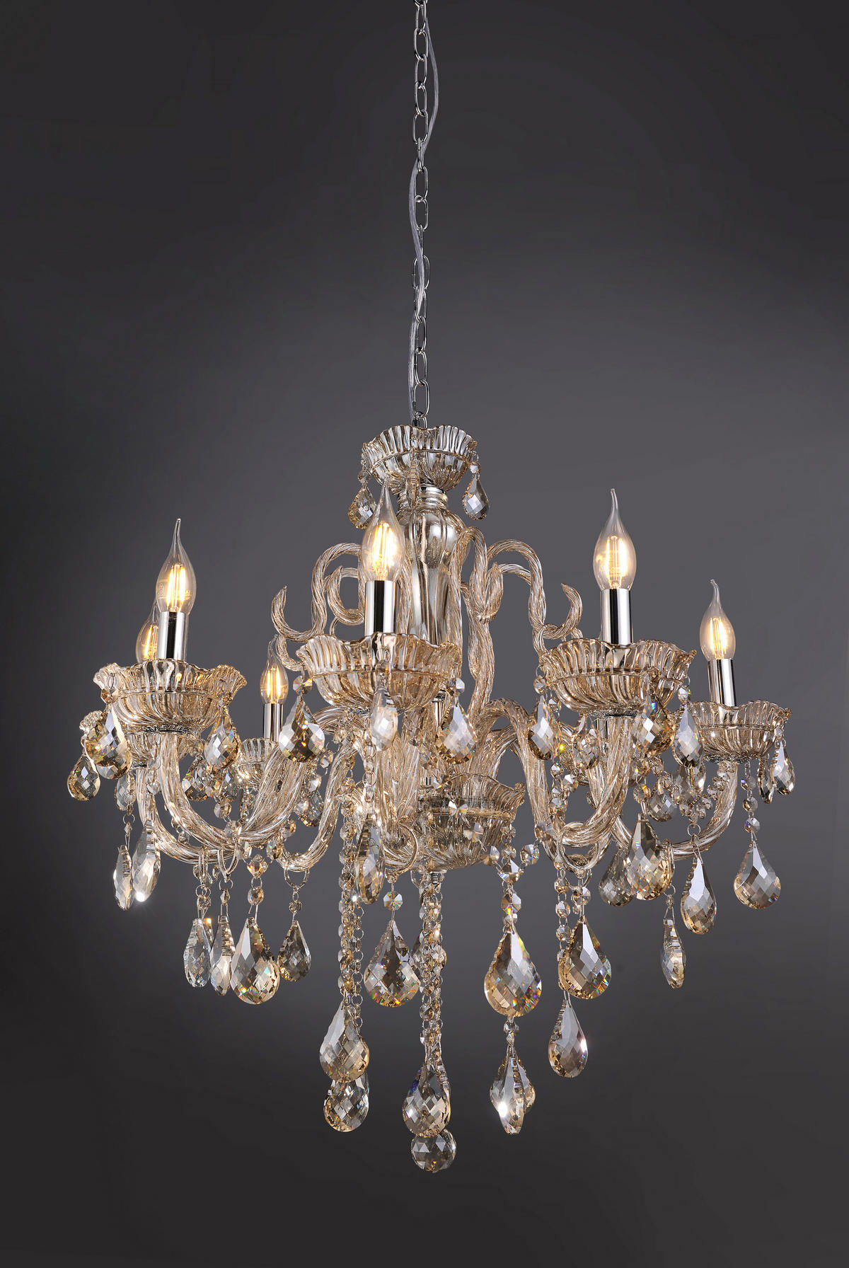 KRISTALL-HÄNGELEUCHTE 71/180 cm   - Champagner, LIFESTYLE, Glas/Kunststoff (71/180cm)