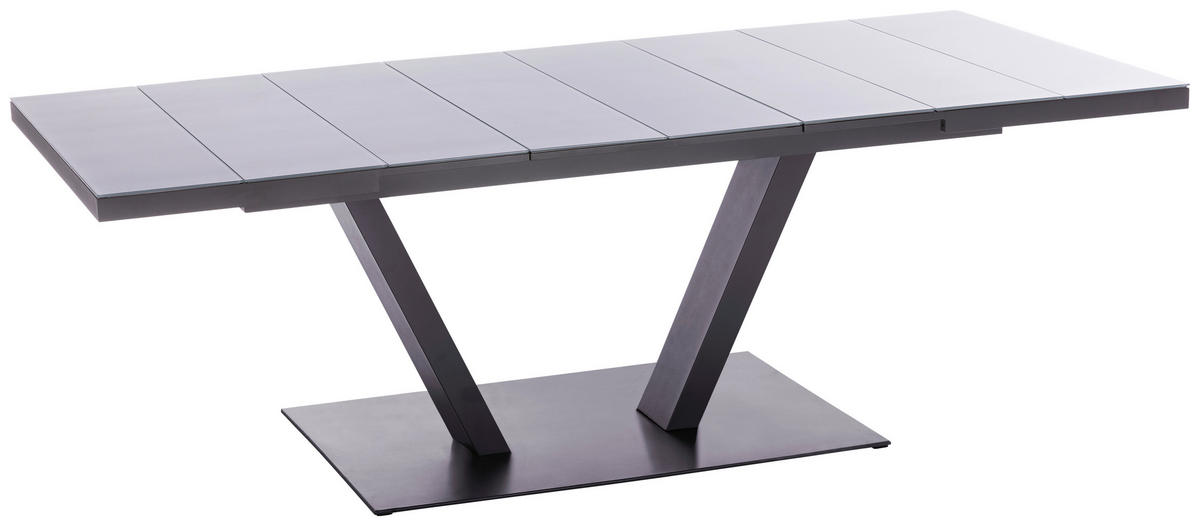 GARTENTISCH 180/100/76 cm Metall rechteckig  - Anthrazit/Hellgrau, Design, Glas/Metall (180/100/76cm)