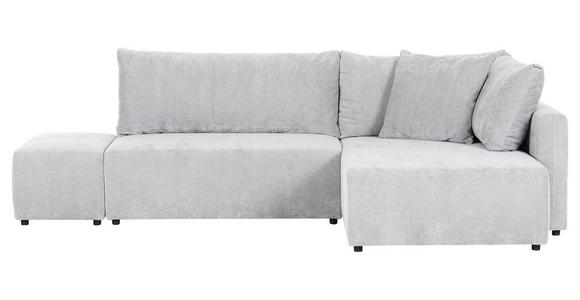 ECKSOFA in Flachgewebe Hellgrau - Hellgrau/Schwarz, KONVENTIONELL, Kunststoff/Textil (295/200cm) - Carryhome