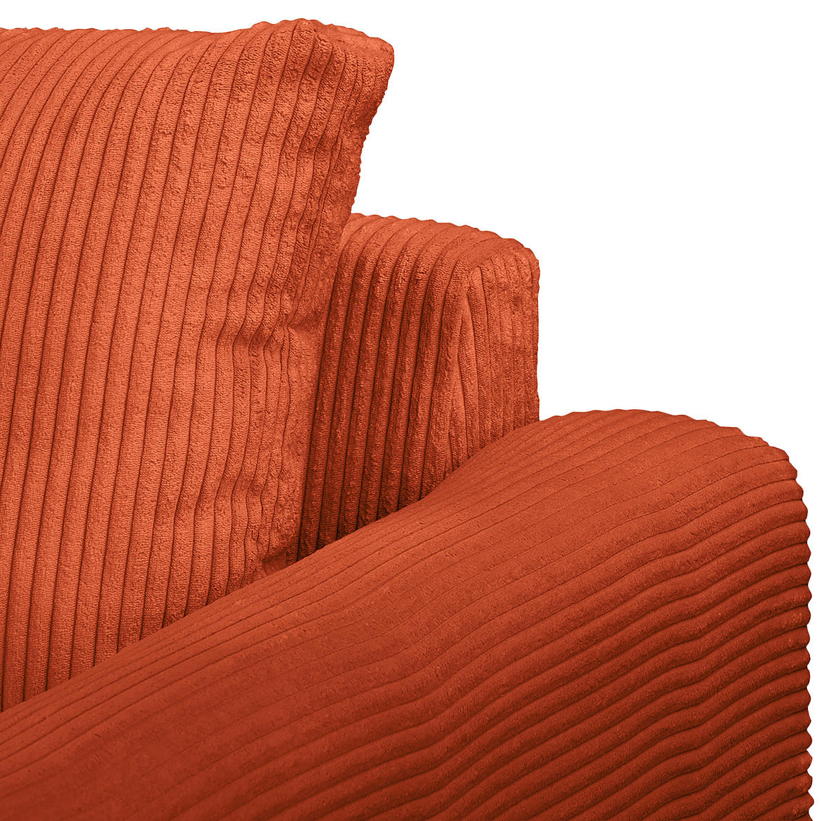 ECKSOFA inkl. Hocker Ariella in Cord Rostfarben  161/231 cm  - Rostfarben/Naturfarben, Design, Holz/Textil (161/231cm) - Livetastic
