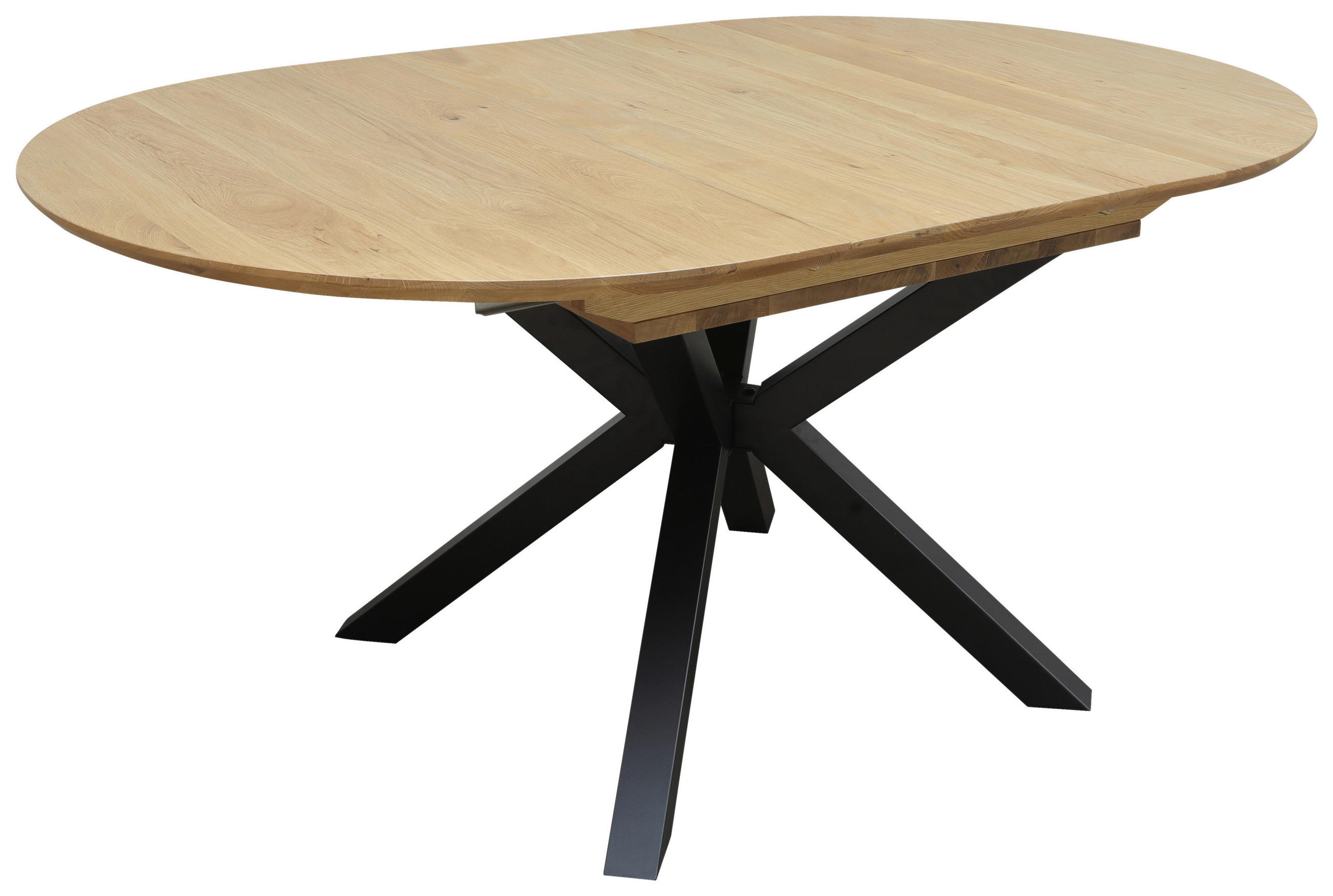 ESSTISCH 120-160/100/75 cm Echtholz  Holz, Metall oval Eichefarben  - Eichefarben, KONVENTIONELL, Holz/Metall (120-160/100/75cm) - VanDerken