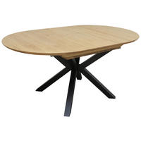 ESSTISCH 120-160/100/75 cm Echtholz  Holz, Metall oval Eichefarben  - Eichefarben, KONVENTIONELL, Holz/Metall (120-160/100/75cm) - VanDerken
