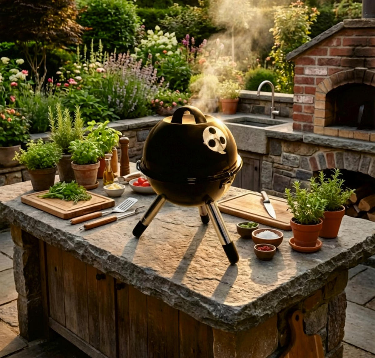 KUGELGRILL  Schwarz  - Schwarz, Basics, Kunststoff/Metall (37/46/37cm) - Landmann