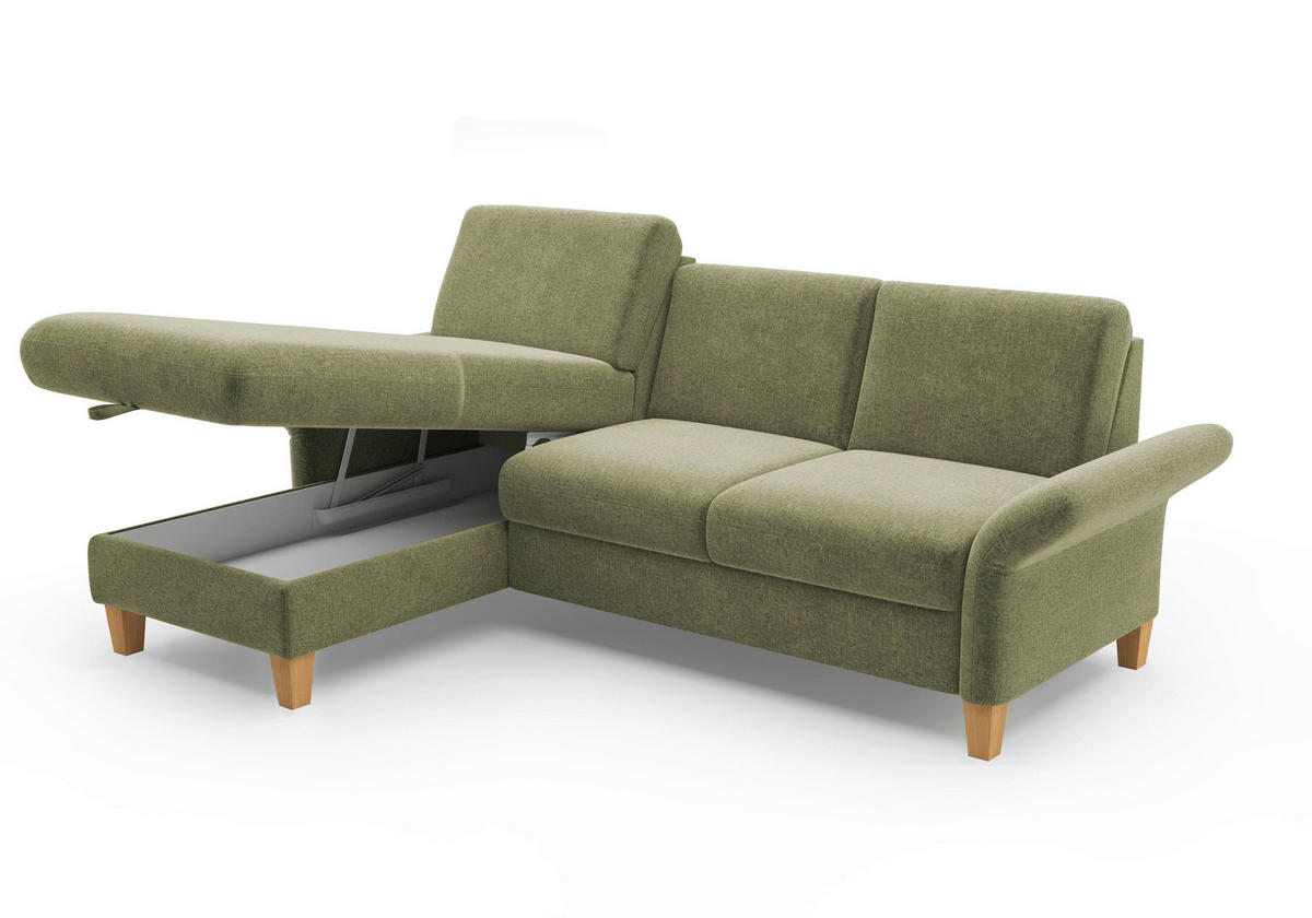 ECKSOFA ROCHELLE E Hellgrün Flachgewebe  - Eichefarben/Hellgrün, KONVENTIONELL, Holz/Textil (164/251cm) - Sit & More