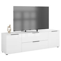 LOWBOARD Style  in 180/53,9/40 cm  - Weiß Hochglanz/Schwarz, Basics, Glas/Holzwerkstoff (180/53,9/40cm)