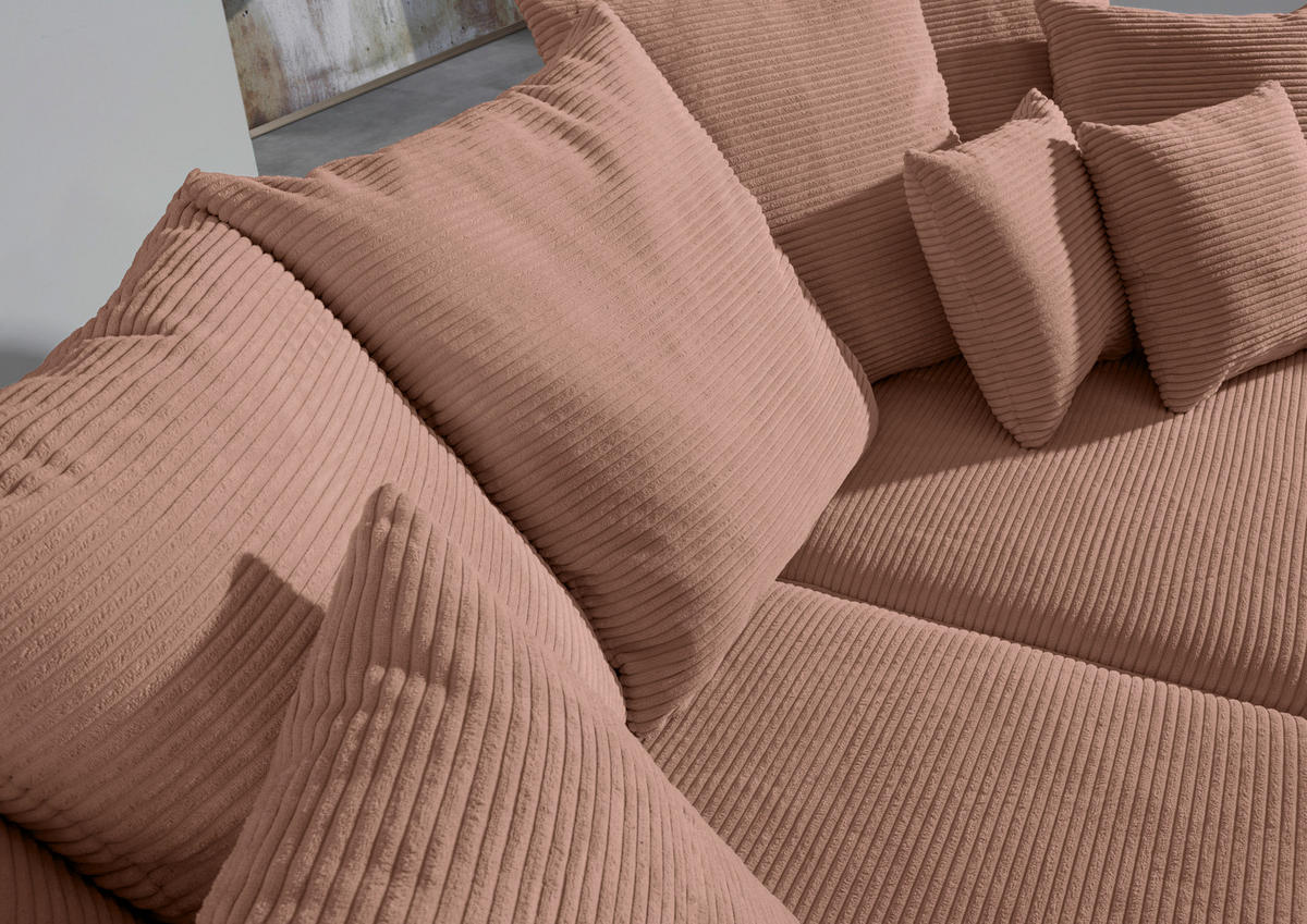 MEGASOFA Cord Rosa  - Schwarz/Rosa, ROMANTIK / LANDHAUS, Holz/Textil (276/81/140cm) - Landscape