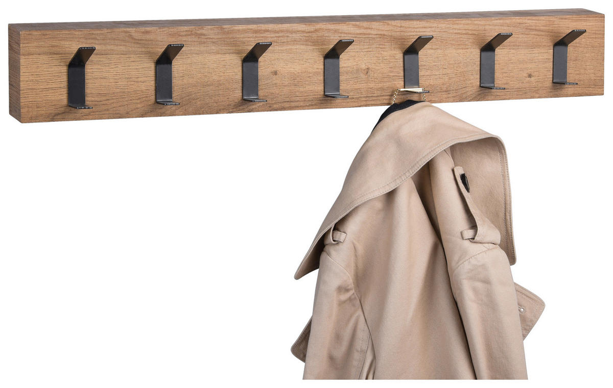 GARDEROBENPANEEL  in 70/10/5 cm  - Eichefarben/Schwarz, Basics, Holzwerkstoff/Metall (70/10/5cm)