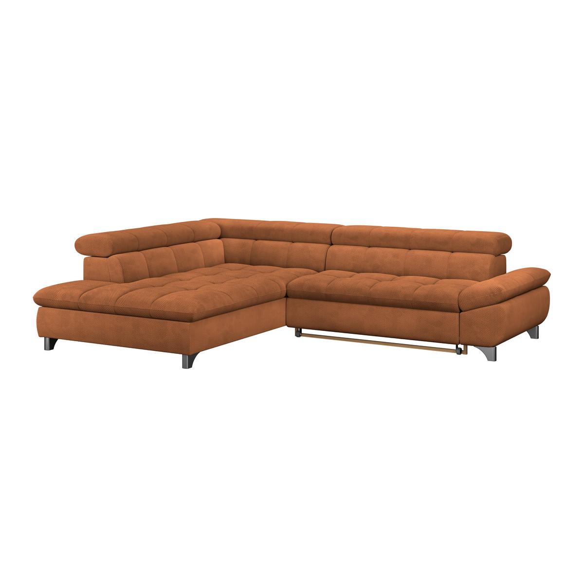 ECKSOFA Terracotta Chenille  - Chromfarben/Terracotta, KONVENTIONELL, Textil/Metall (234/312cm) - Livetastic