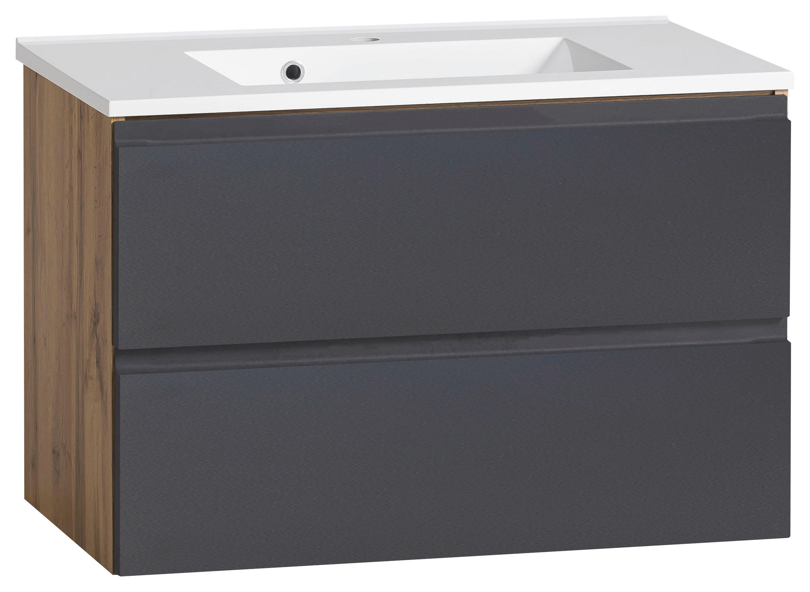 Waschbecken mit Unterschrank Varese B: 80 cm Grau/Eiche