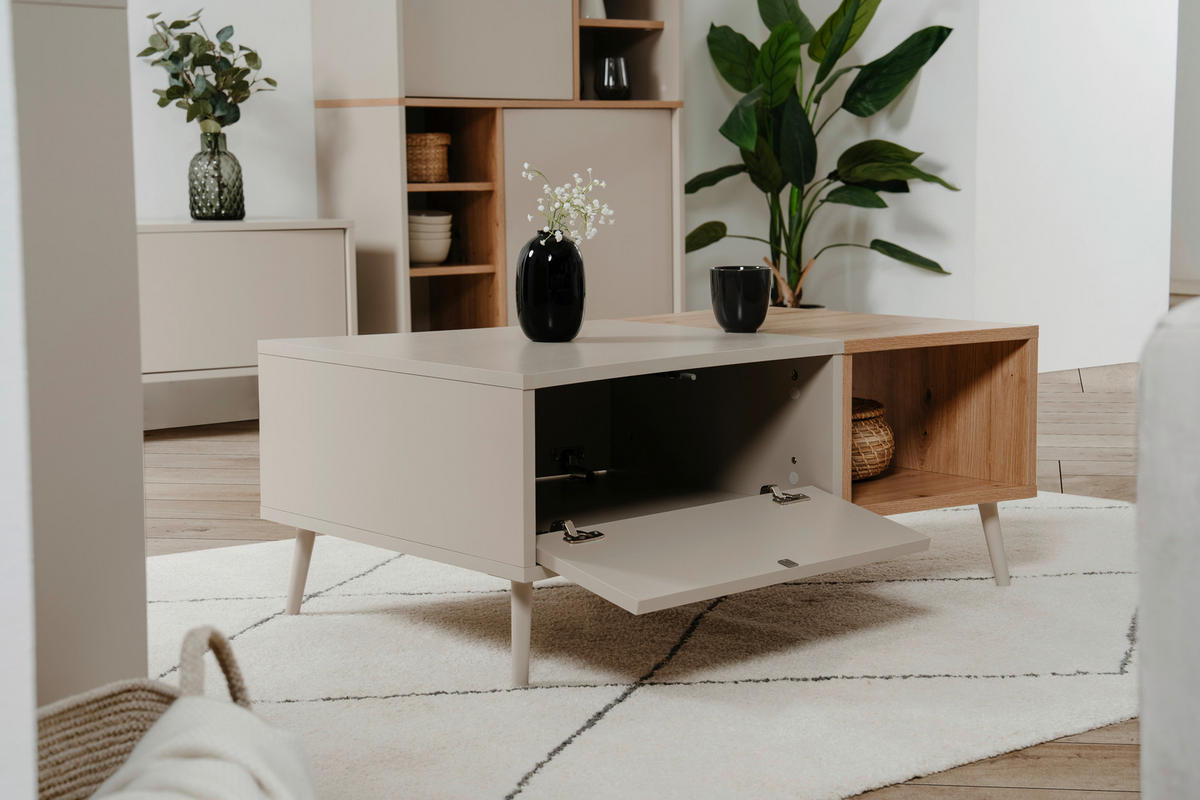 COUCHTISCH rechteckig Sandfarben, Eiche Artisan  - Sandfarben/Eiche Artisan, Design, Holzwerkstoff/Kunststoff (94/40/60cm) - MID.YOU