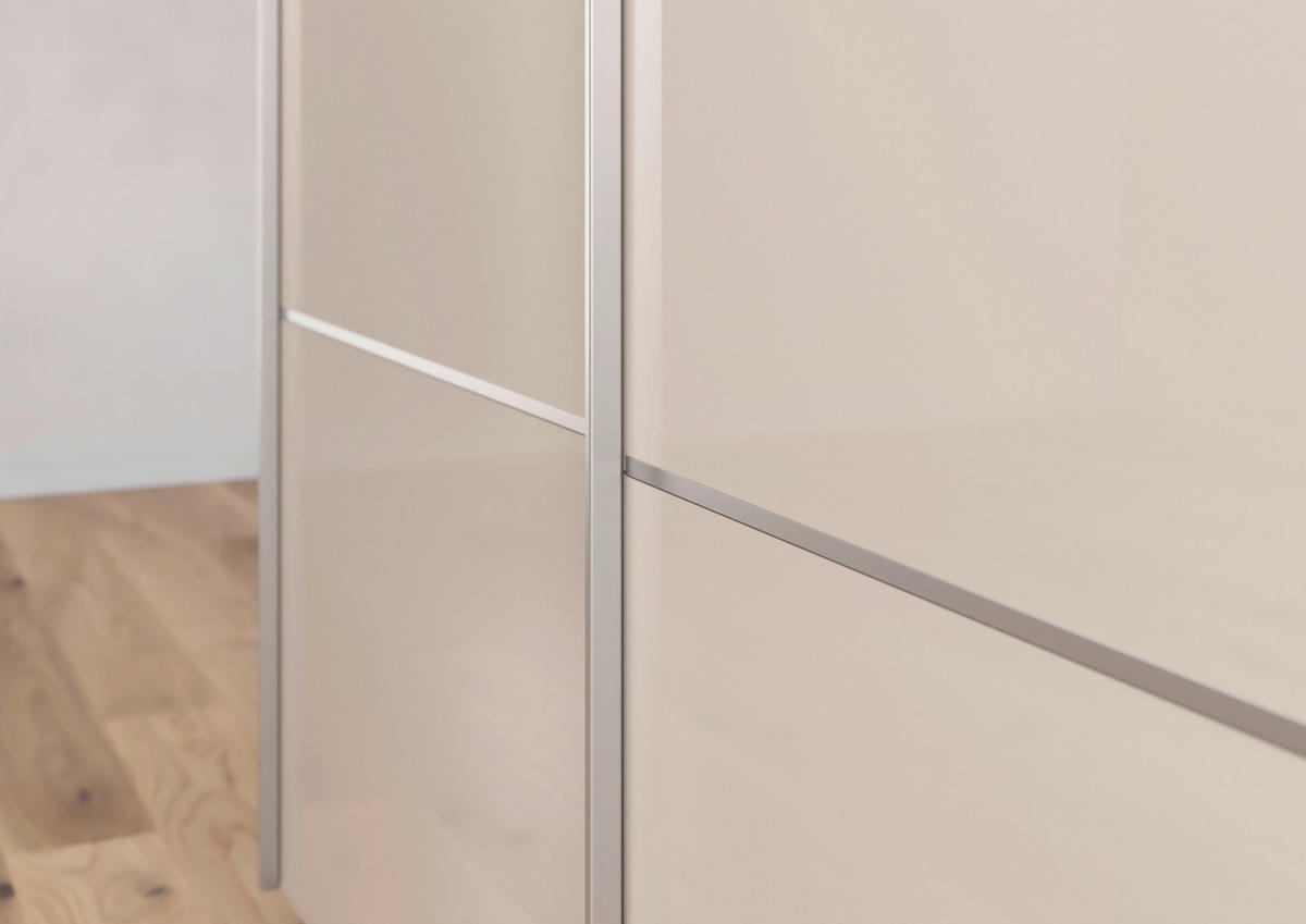 SCHWEBETÜRENSCHRANK in Champagner  - Champagner/Alufarben, Konventionell, Glas/Holzwerkstoff (242/223/68cm) - Novel