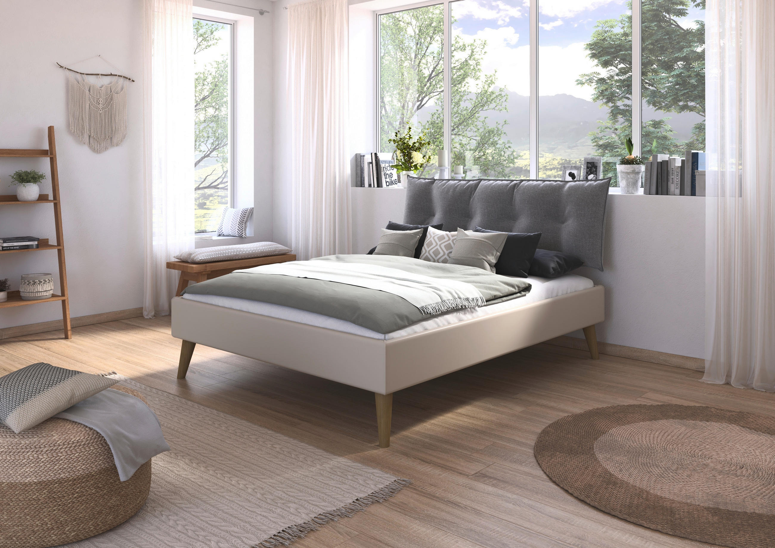 BETT 160/200 cm,  in Champagner,  - Wildeiche/Champagner, Design, Holz/Textil (160/200cm) - Carryhome