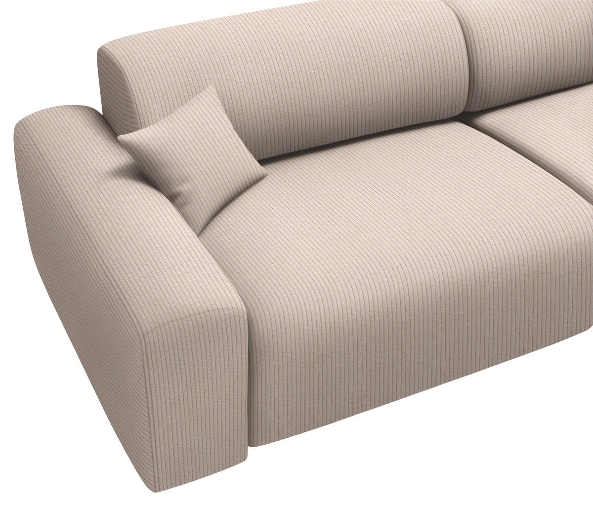 ECKSOFA in Velours, Feincord Beige  - Beige/Schwarz, Design, Kunststoff/Textil (292/178cm) - Livetastic