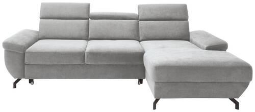ECKSOFA in Velours Silberfarben  - Silberfarben, Modern, Textil/Metall (262/182cm) - Trendmanufaktur