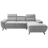 ECKSOFA in Velours Silberfarben  - Silberfarben, Modern, Textil/Metall (262/182cm) - Trendmanufaktur
