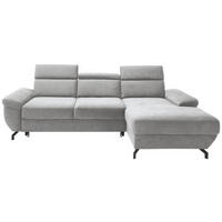 ECKSOFA in Velours Silberfarben  - Silberfarben, Modern, Textil/Metall (262/182cm) - Trendmanufaktur