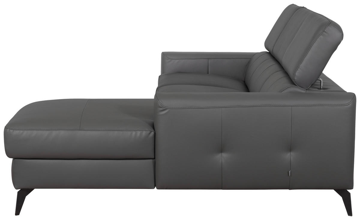 SEDACIA SÚPRAVA, textil, koža, antracitová - čierna/antracitová, kov/koža (235/73-97/179cm) - Celina Home