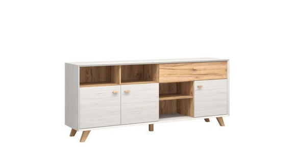 SIDEBOARD Eichefarben, Pinienfarben, Weiß - Eichefarben/Weiß, Design, Holz/Holzwerkstoff (187/67/41cm) - Linea Natura
