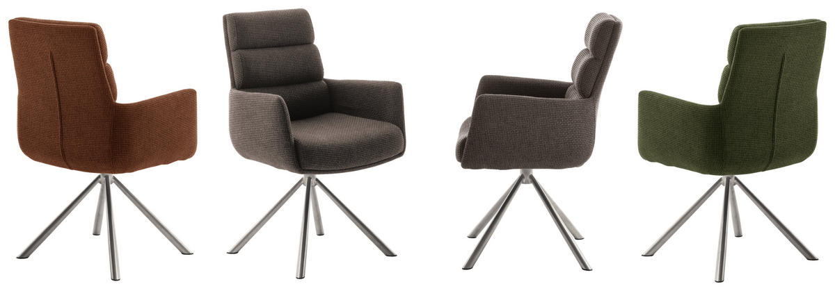 ARMLEHNSTUHL  in Edelstahl Webstoff  - Edelstahlfarben/Cappuccino, Design, Textil/Metall (61/90/64cm) - Dieter Knoll