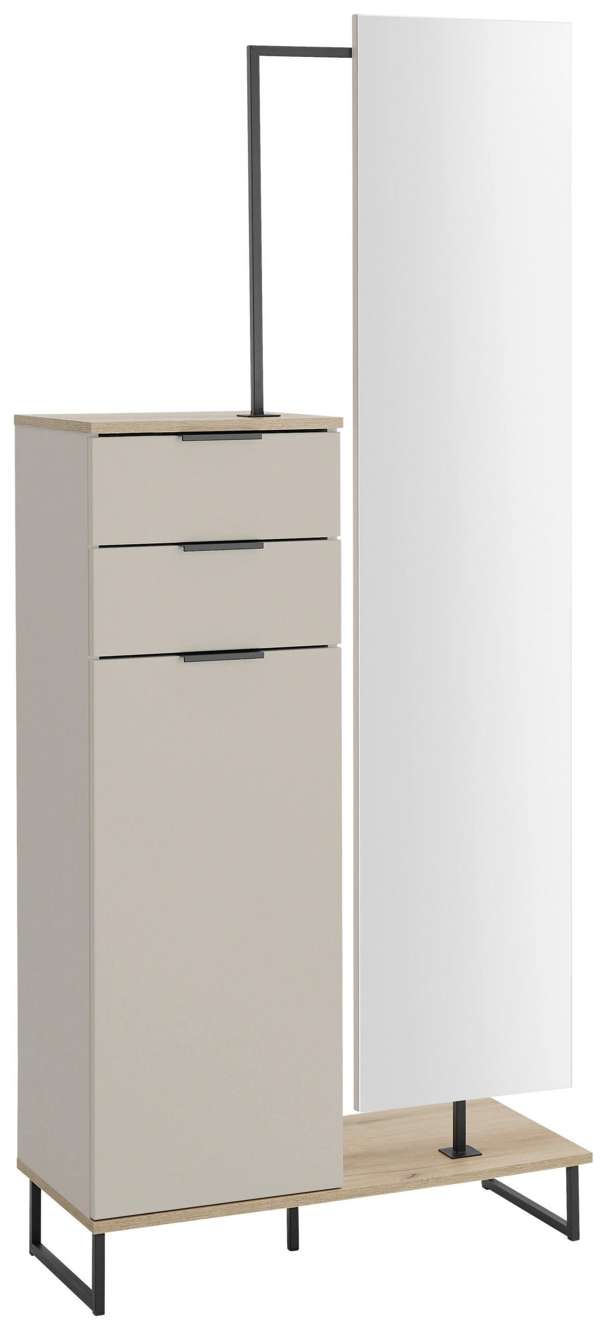 HOCHSCHRANK 78/200/35 cm  - Kaschmir/Eichefarben, KONVENTIONELL, Glas/Holzwerkstoff (78/200/35cm) - home24