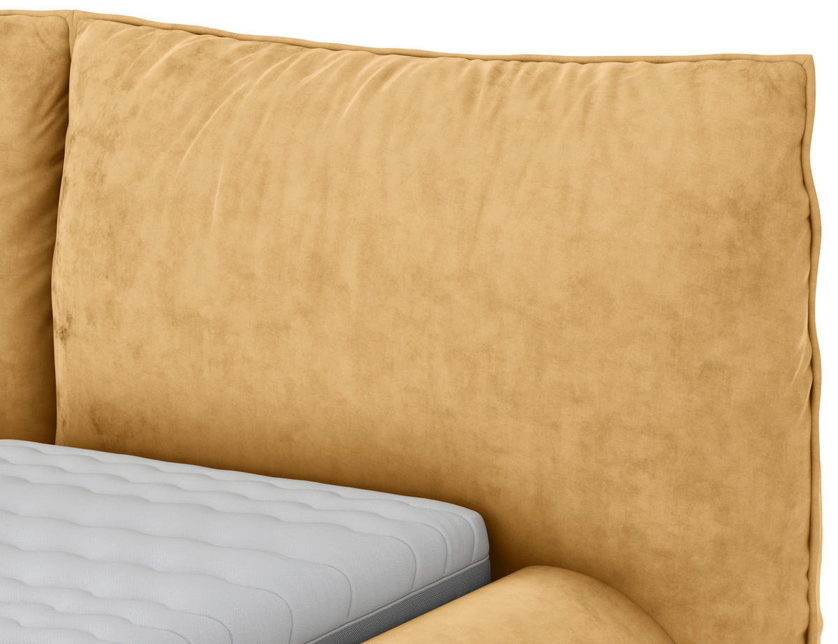 POLSTERBETT 180/200 cm,  in Senfgelb,  - Senfgelb/Schwarz, Design, Textil/Metall (180/200cm) - Belluti