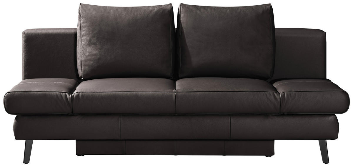 CANAPÉ-LIT cuir véritable marron foncé  - noir/marron foncé, Design, cuir/métal (200/85/90cm) - Novel