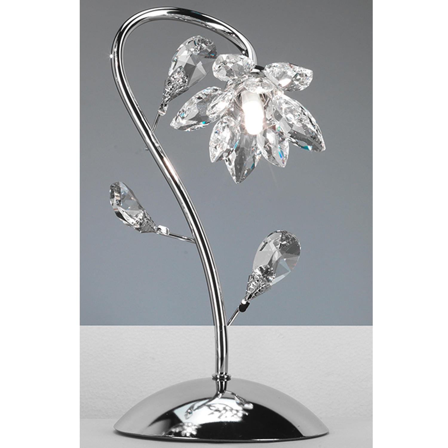 KRISTALL-TISCHLEUCHTE 20/35 cm   - Chromfarben, KONVENTIONELL, Glas/Metall (20/35cm)