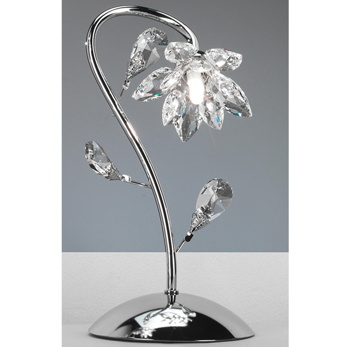 KRISTALL-TISCHLEUCHTE 20/35 cm   - Chromfarben, KONVENTIONELL, Glas/Metall (20/35cm)