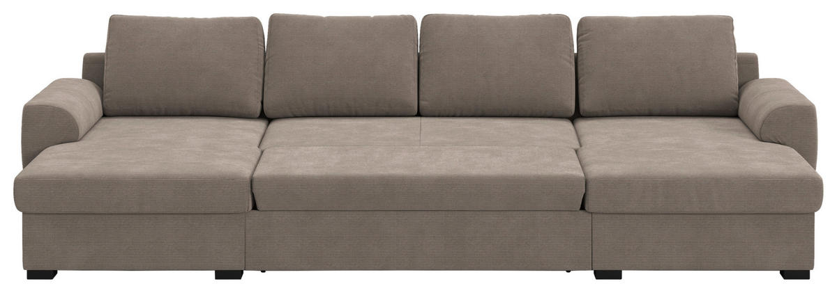 SJEDEĆA GARNITURA tekstil  taupe   - crna/taupe, Trend, tekstil/plastika (154/327/86cm) - MID.YOU