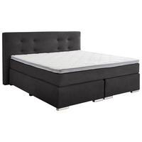 BOXSPRINGBETT 180/200 cm  in Anthrazit  - Chromfarben/Anthrazit, KONVENTIONELL, Kunststoff/Textil (180/200cm) - Carryhome