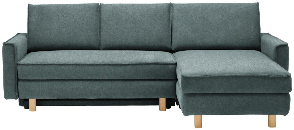 ECKSOFA in Chenille Petrol  237/170 cm  - Eichefarben/Petrol, KONVENTIONELL, Holz/Textil (237/170cm) - Sedda