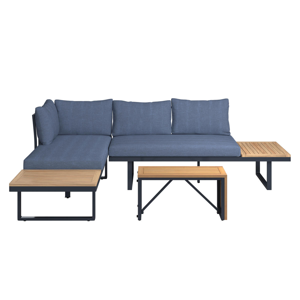 LOUNGEGARNITUR Teakholz Hartholz Aluminium, Edelstahl  - Teakfarben, MODERN, Holz/Metall (56/70/60cm) - Ambia Garden
