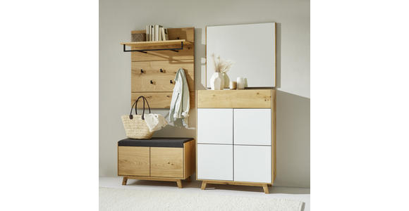 SCHUHSCHRANK 85/113/40 cm - Eichefarben/Weiß, Natur, Glas/Holz (85/113/40cm) - Dieter Knoll