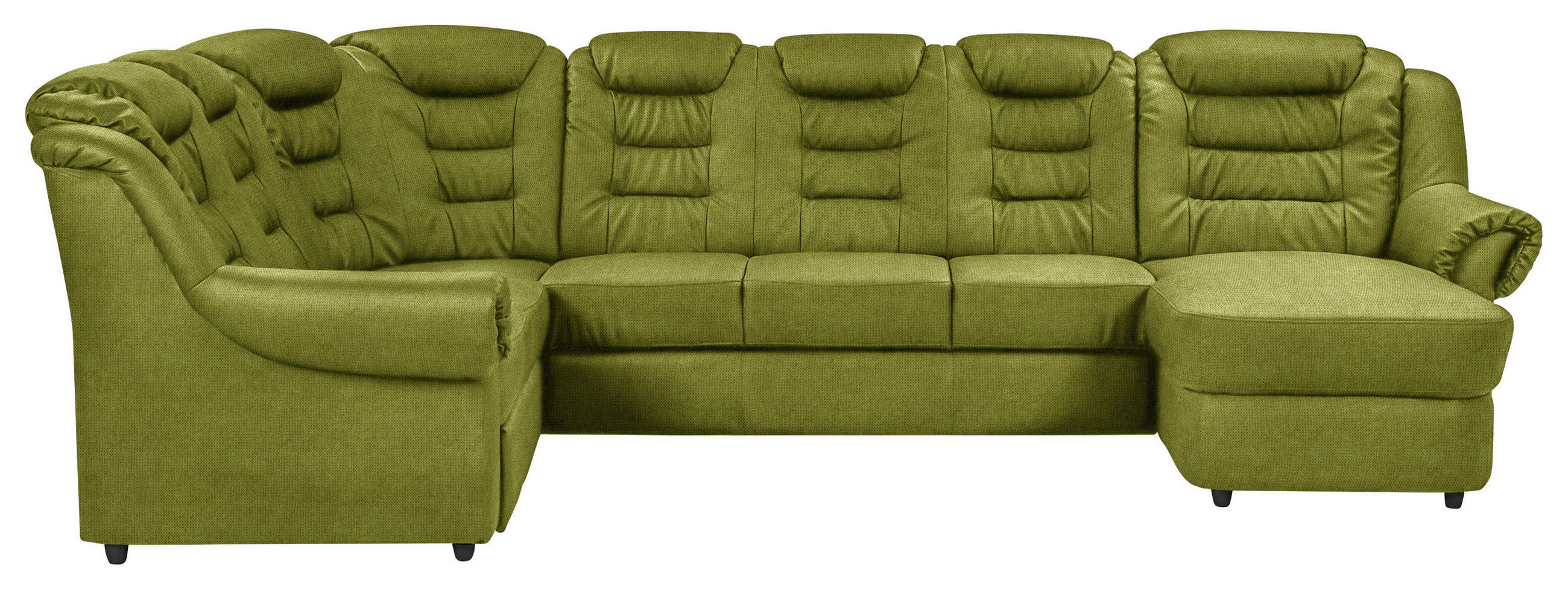 WOHNLANDSCHAFT Grün Chenille - Schwarz/Grün, KONVENTIONELL, Kunststoff/Textil (216/333/165cm) - Livetastic