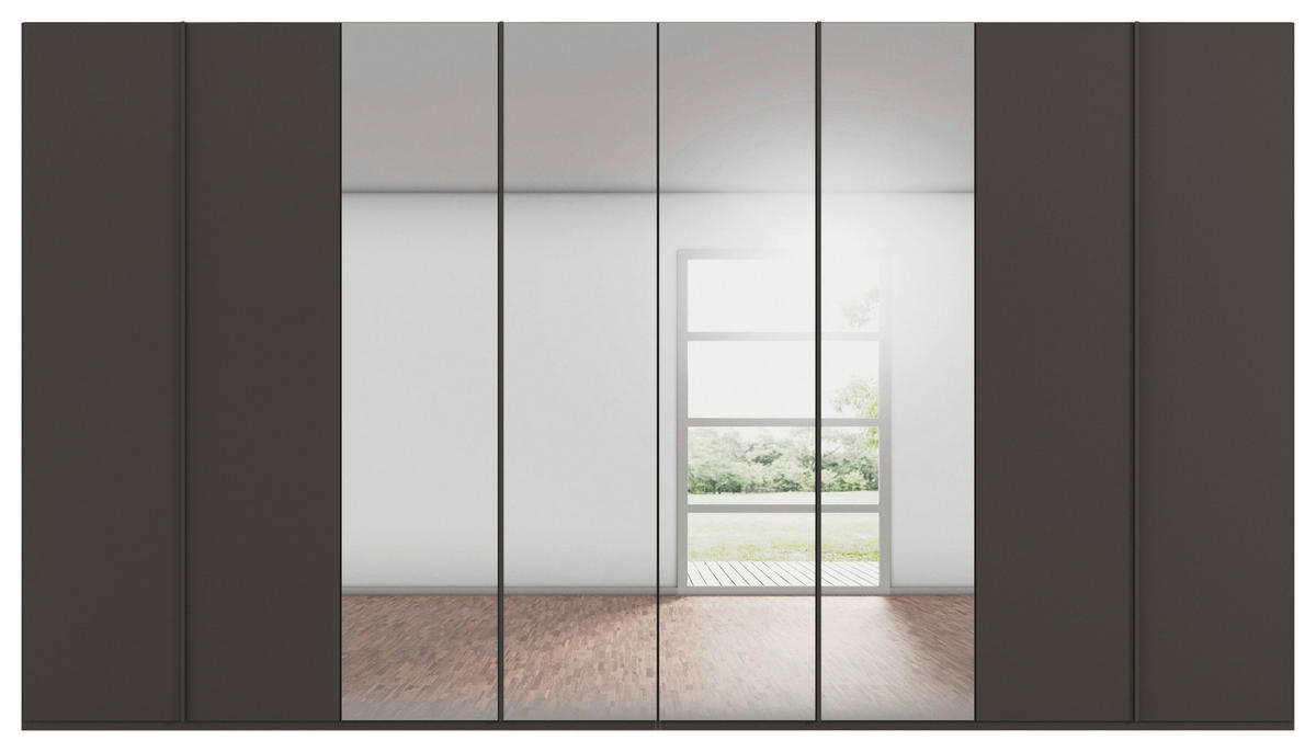 DREHTÜRENSCHRANK 400/235/61 cm,  in Graphitfarben, 8-türig  - Graphitfarben, Basics, Glas/Holzwerkstoff (400/235/61cm) - Novel