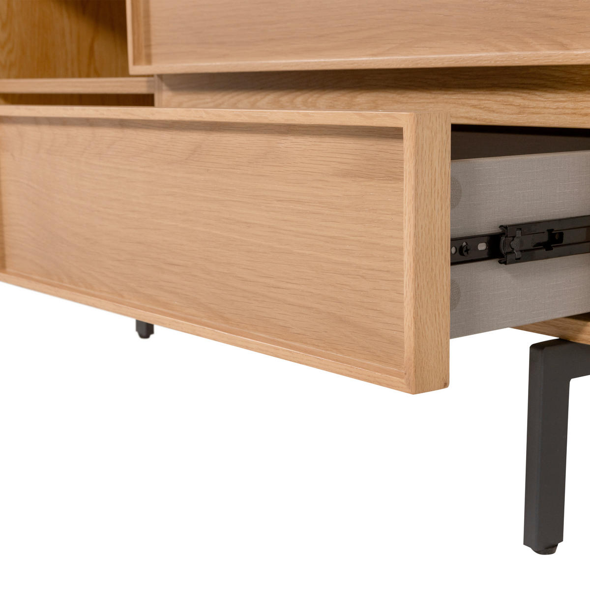 LOWBOARD TOURS 180/51/42 cm 2 Schublade(n) stehend  - Schwarz/Naturfarben, Design, Holzwerkstoff/Metall (180/51/42cm) - Livetastic