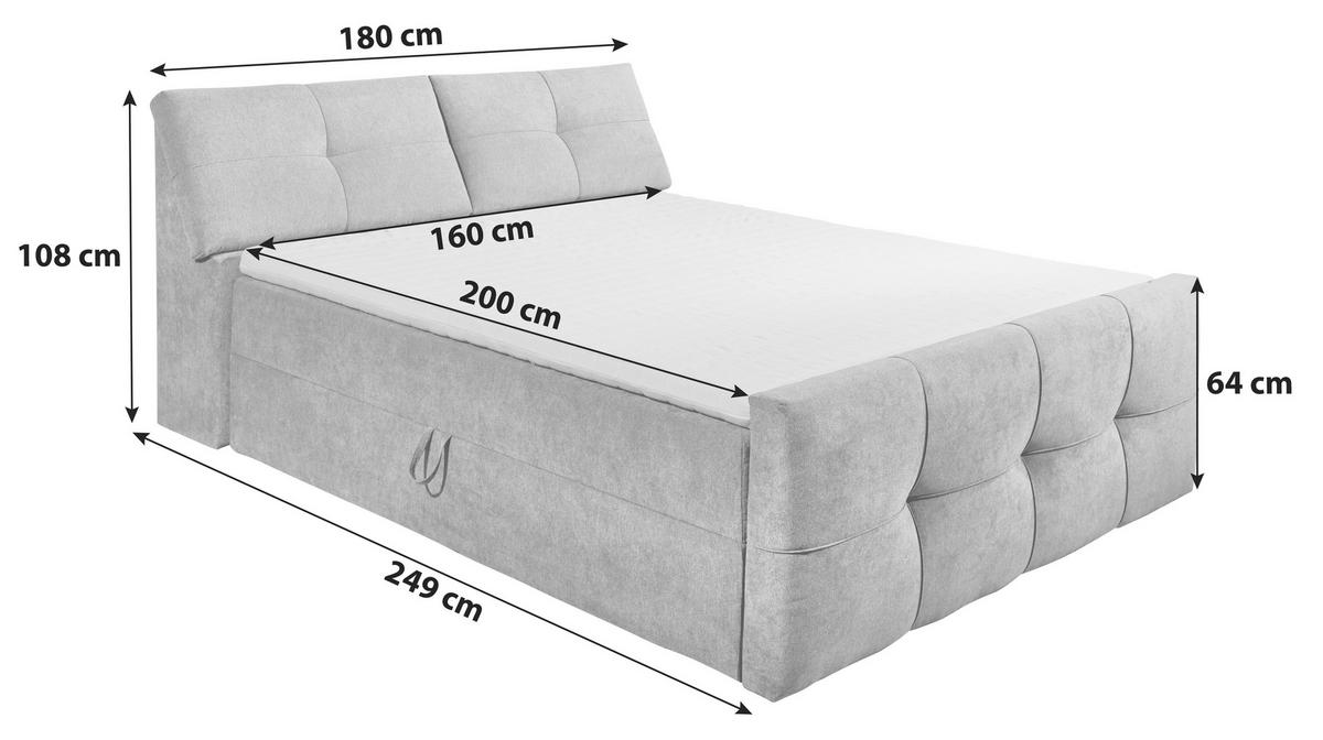 BOXBETT 160/200 cm  in Anthrazit  - Anthrazit/Schwarz, MODERN, Kunststoff/Textil (160/200cm) - MID.YOU