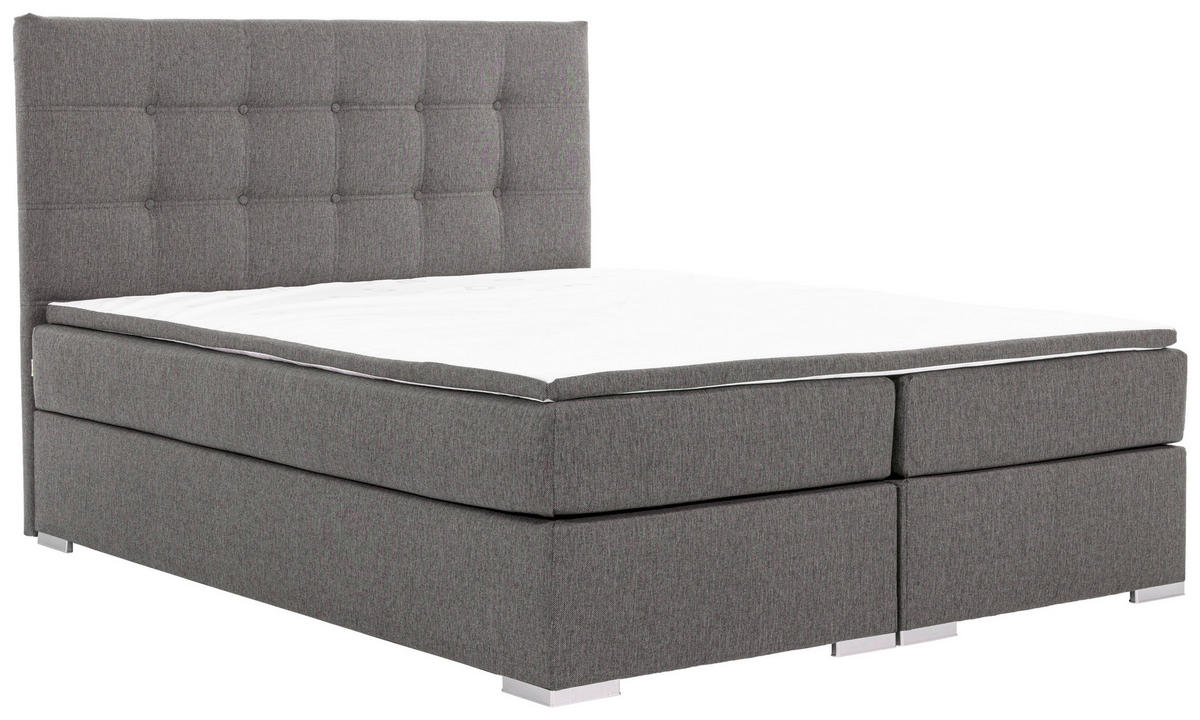 BOXSPRINGBETT 160/200 cm  in Hellgrau  - Silberfarben/Hellgrau, MODERN, Textil (160/200cm) - MID.YOU