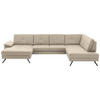 WOHNLANDSCHAFT in Lederlook, Mikrofaser Beige  - Beige/Schwarz, Design, Textil/Metall (179/343/220cm) - Beldomo System