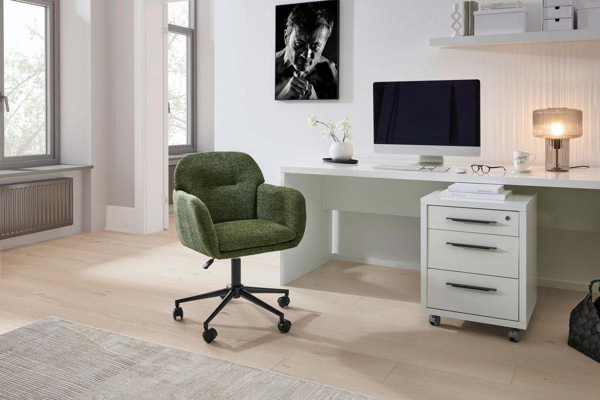 DREHSTUHL  in Webstoff Grün  - Schwarz/Grün, MODERN, Kunststoff/Textil (55/85-95/60cm) - MID.YOU